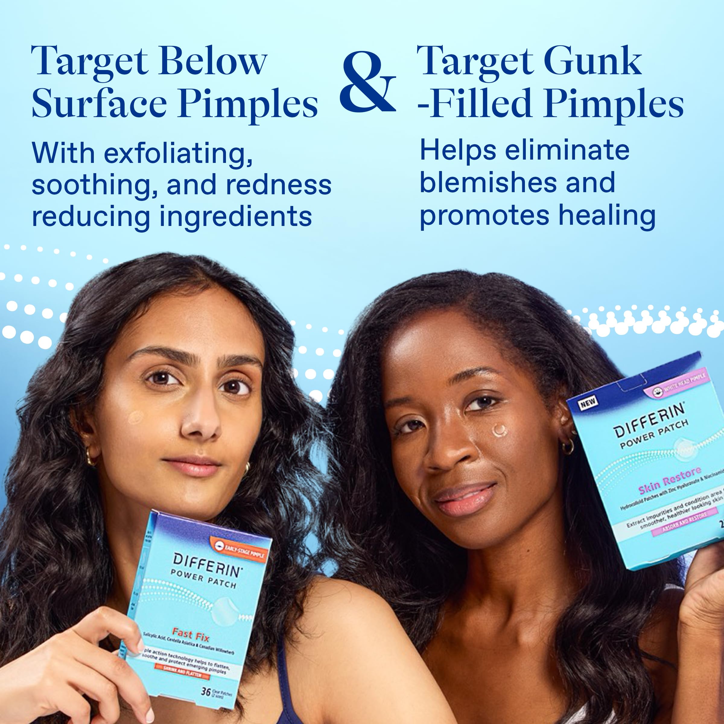 Differin Complete Acne Kit box front highlighting the dual patch system for acne stages