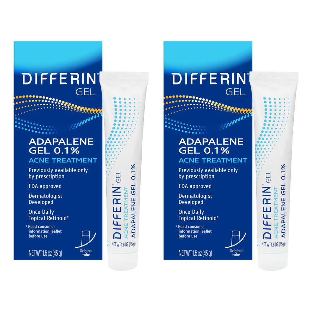 Differin Gel 60-day supply tubes ready for daily use.