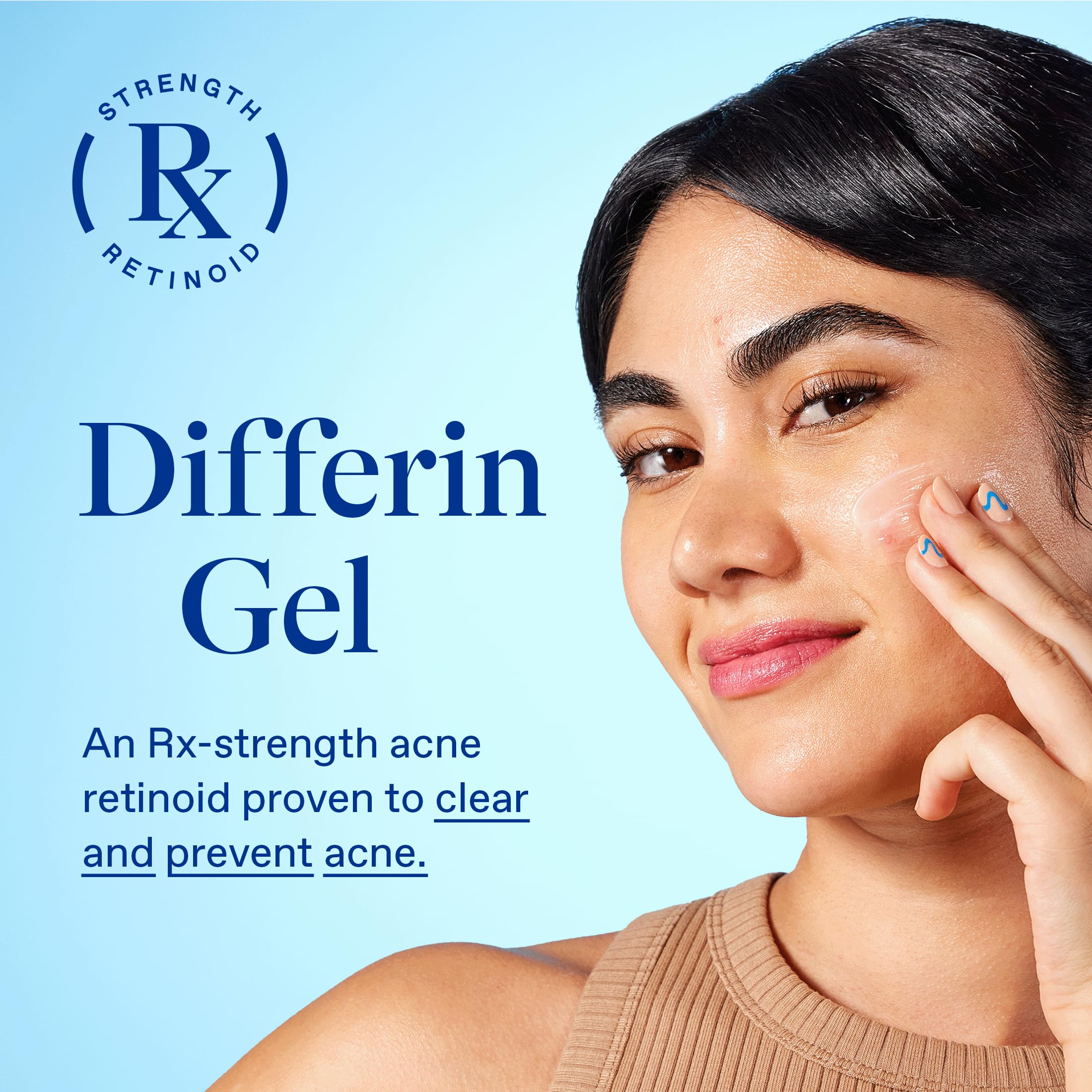 Differin Gel texture close-up reveals a smooth, water-based formula gentle on sensitive skin.
