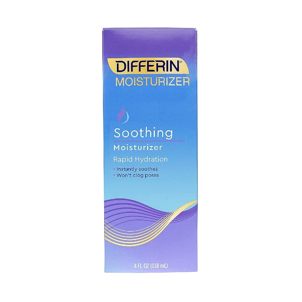 Differin Soothing Moisturizer bottle for the face with 48-hour hydration.