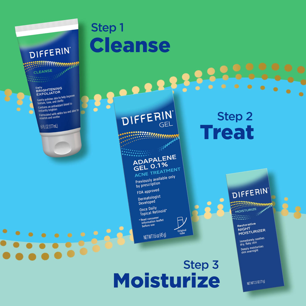 Differin white tea and aloe antioxidant blend soothes the skin.
