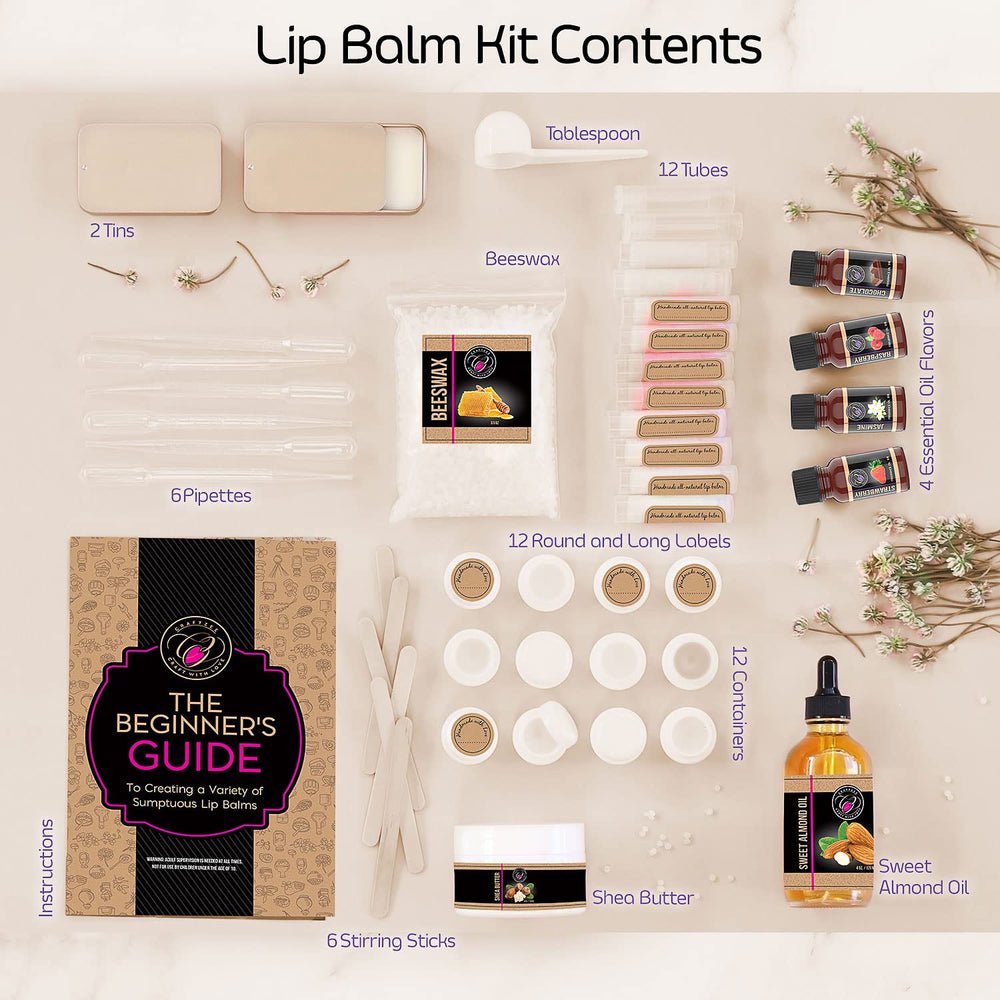 DilaBee CraftZee kit contents laid out with beeswax, shea butter, and oils