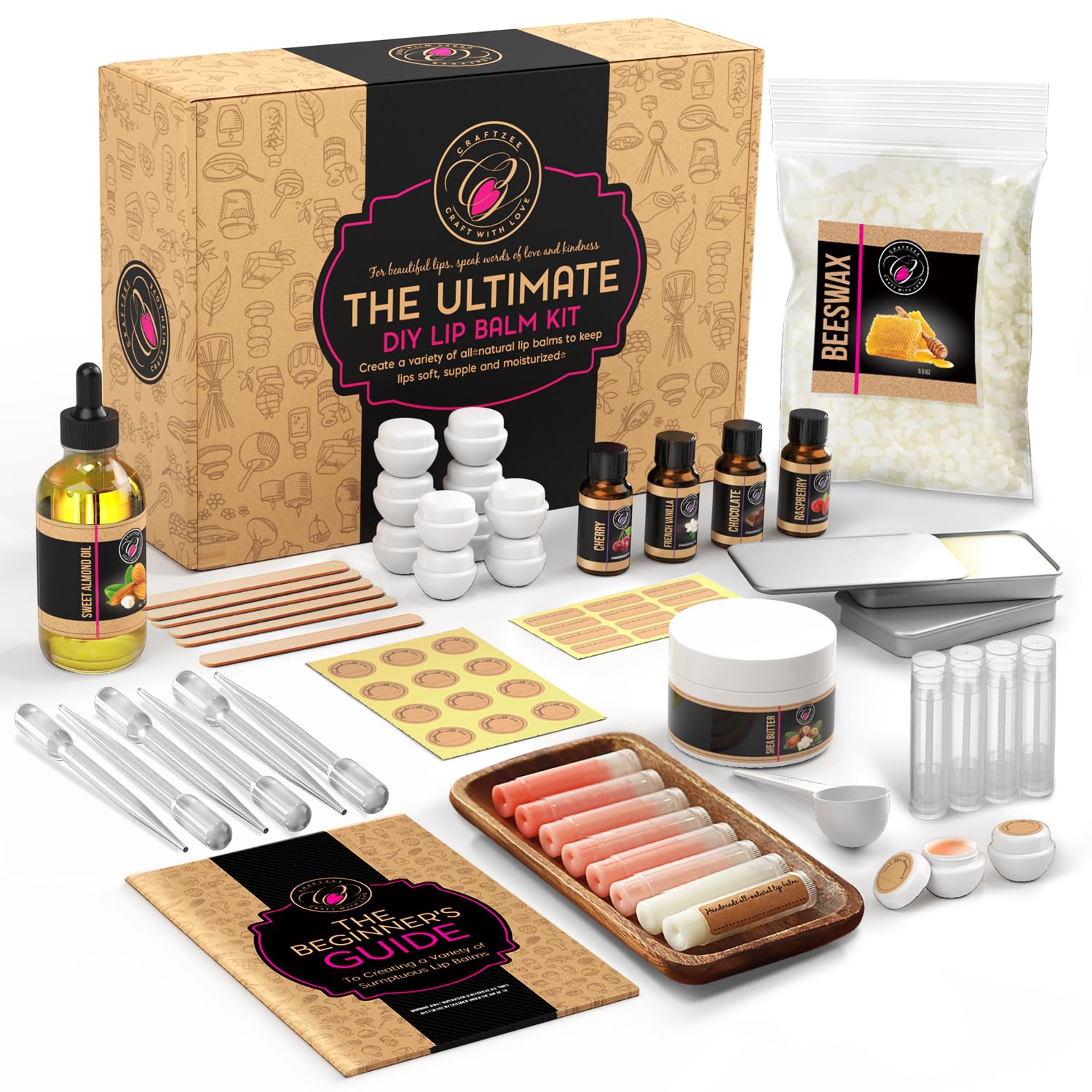 DilaBee CraftZee Premium Lip Balm Kit packaging, great for gifts and spa-at-home projects