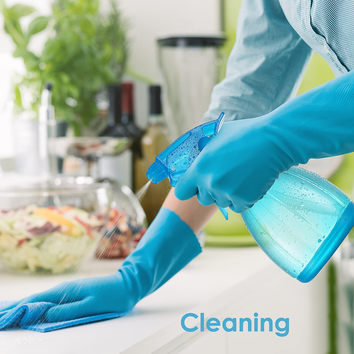 DilaBee purple bottle nozzle adjustment demonstrates adjustable mist for cleaners.