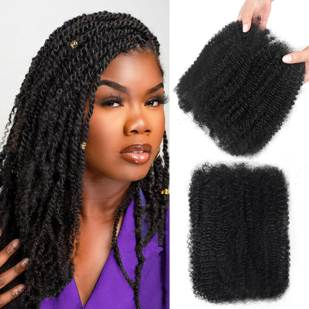 Dilekay Afro Kinkys Bulk Hair 18in natural black close-up shows seamless blend.