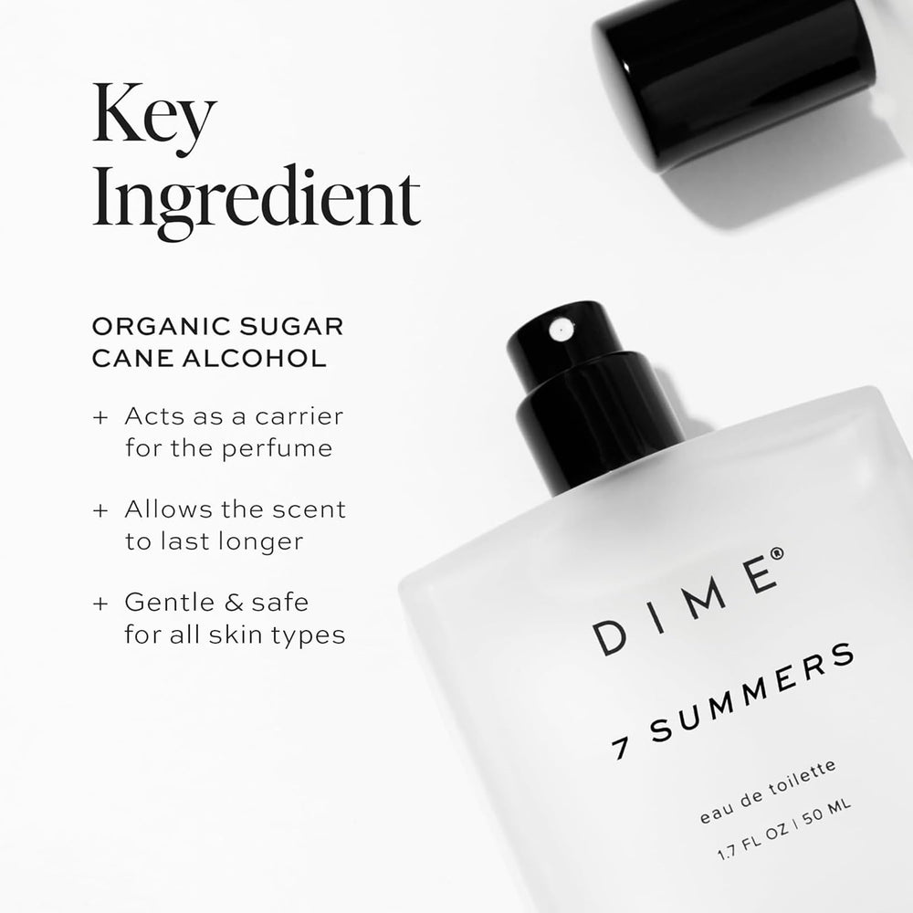 DIME Beauty 7 Summers application gesture demonstrates subtle daytime spritz.
