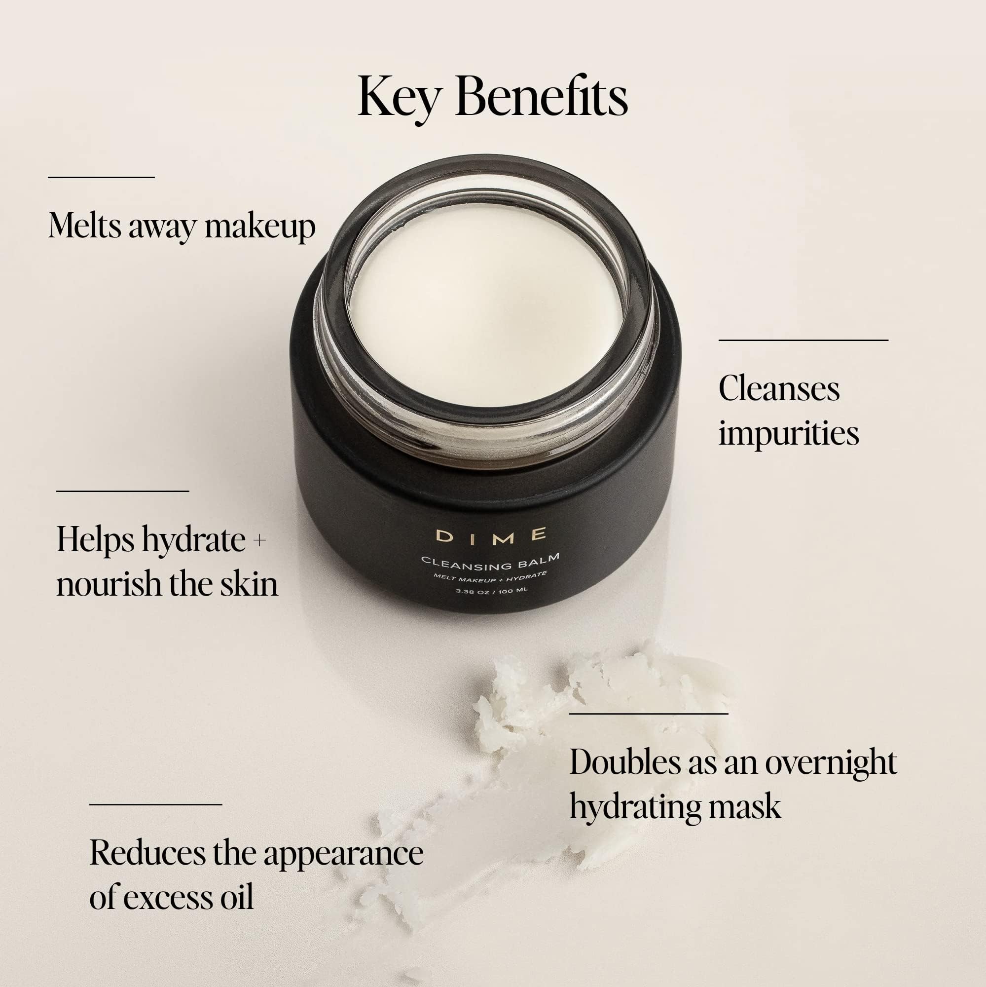DIME Beauty Cleansing Balm apply-rub-warm-fingers demonstrates comfortable dry-face massage