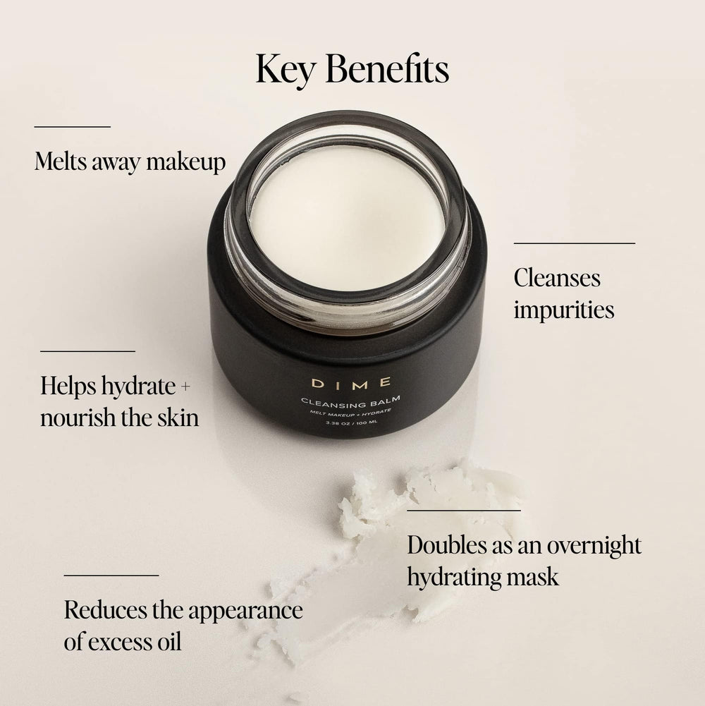 DIME Beauty Cleansing Balm apply-rub-warm-fingers demonstrates comfortable dry-face massage