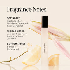 DIME Beauty Core Memory bottle angled showcase for easy scent reapplication.
