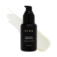 DIME Beauty Dark Spot Corrector bottle highlighting the brightening serum for even tone.