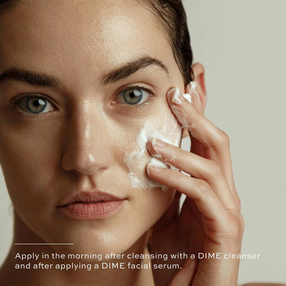 DIME Beauty Dewy Day Cream packaging highlights sustainability.