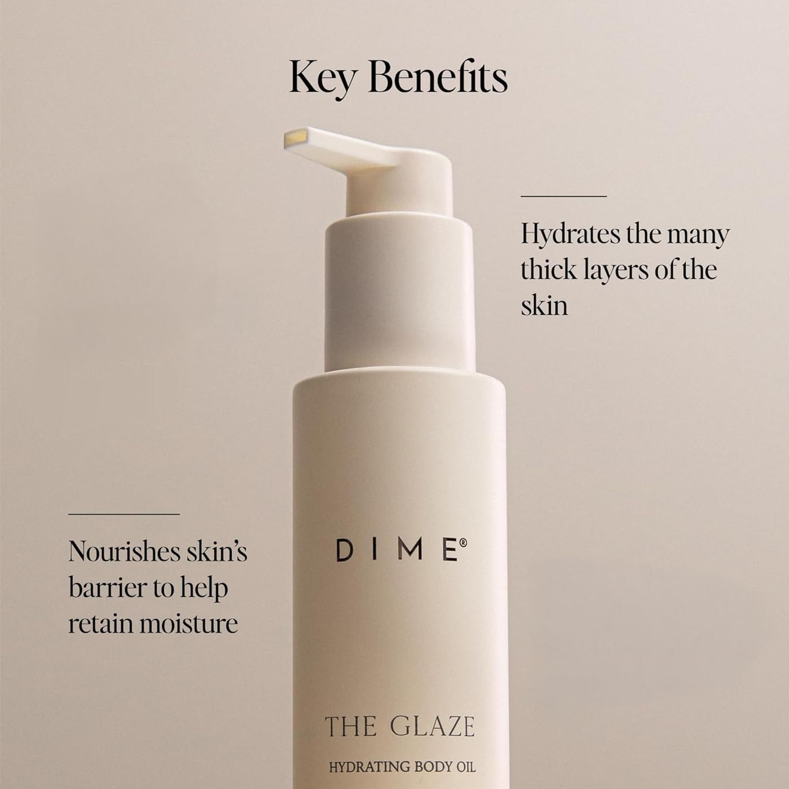 DIME Beauty Glaze application on arm illustrating non-greasy skin nourishment.
