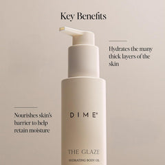 DIME Beauty Glaze application on arm illustrating non-greasy skin nourishment.