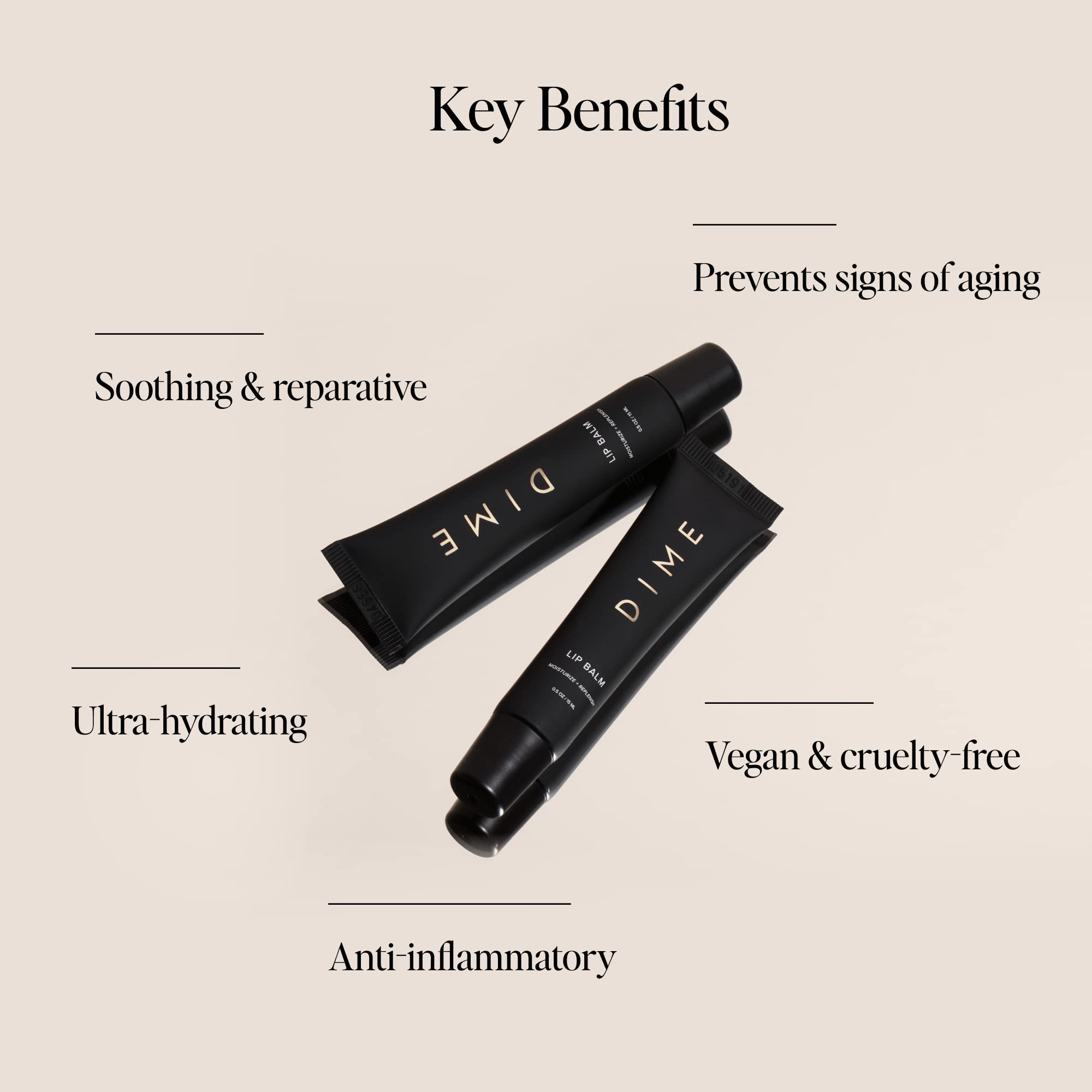 DIME Lip Balm uses candelilla wax to form a clean protective layer.