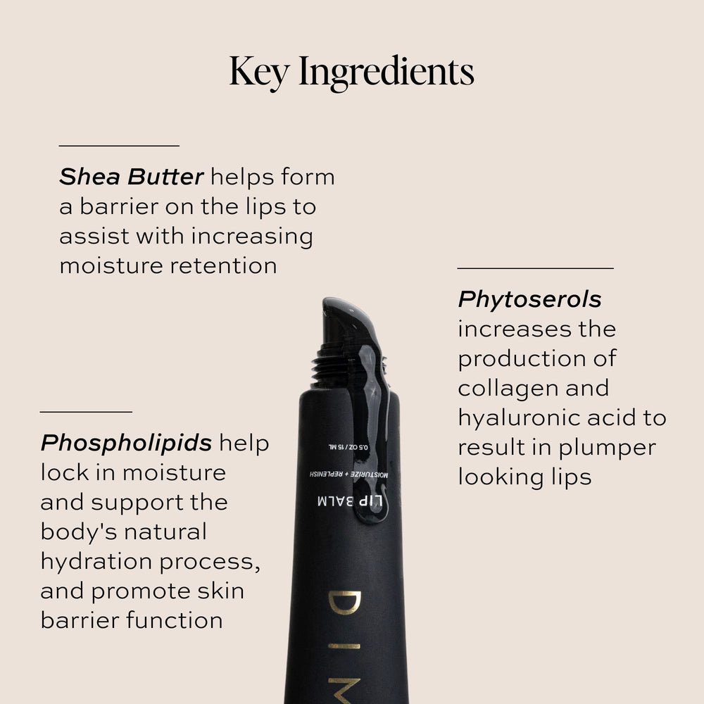 DIME Lip Balm on lips provides a glossy, moisturized finish.