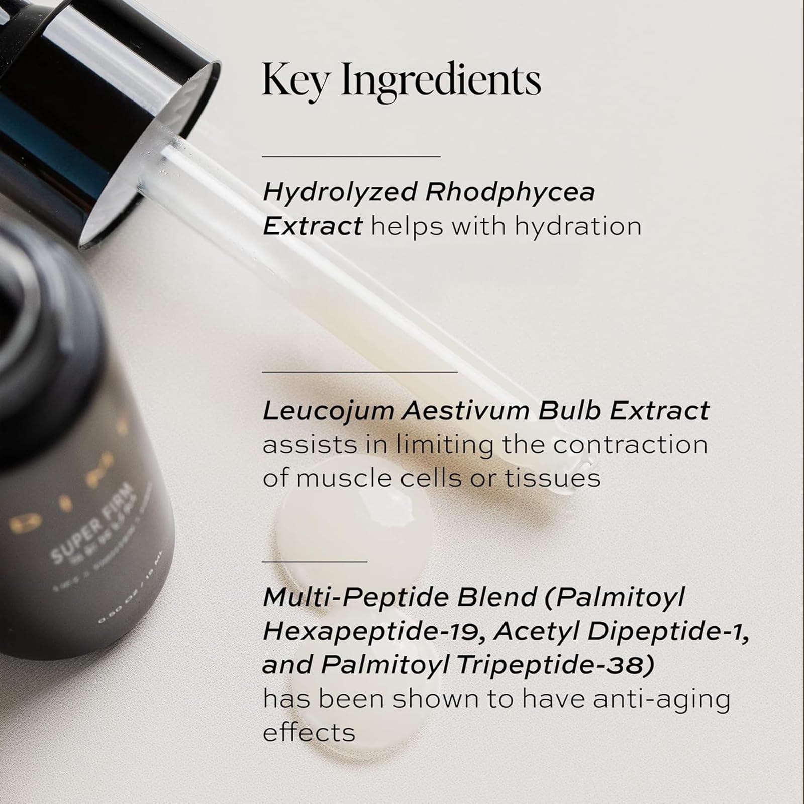 DIME Beauty peptide ingredients graphic highlights rebuilding skin elasticity