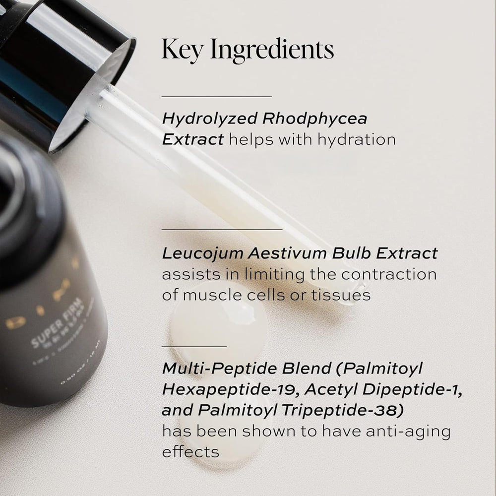 DIME Beauty peptide ingredients graphic highlights rebuilding skin elasticity