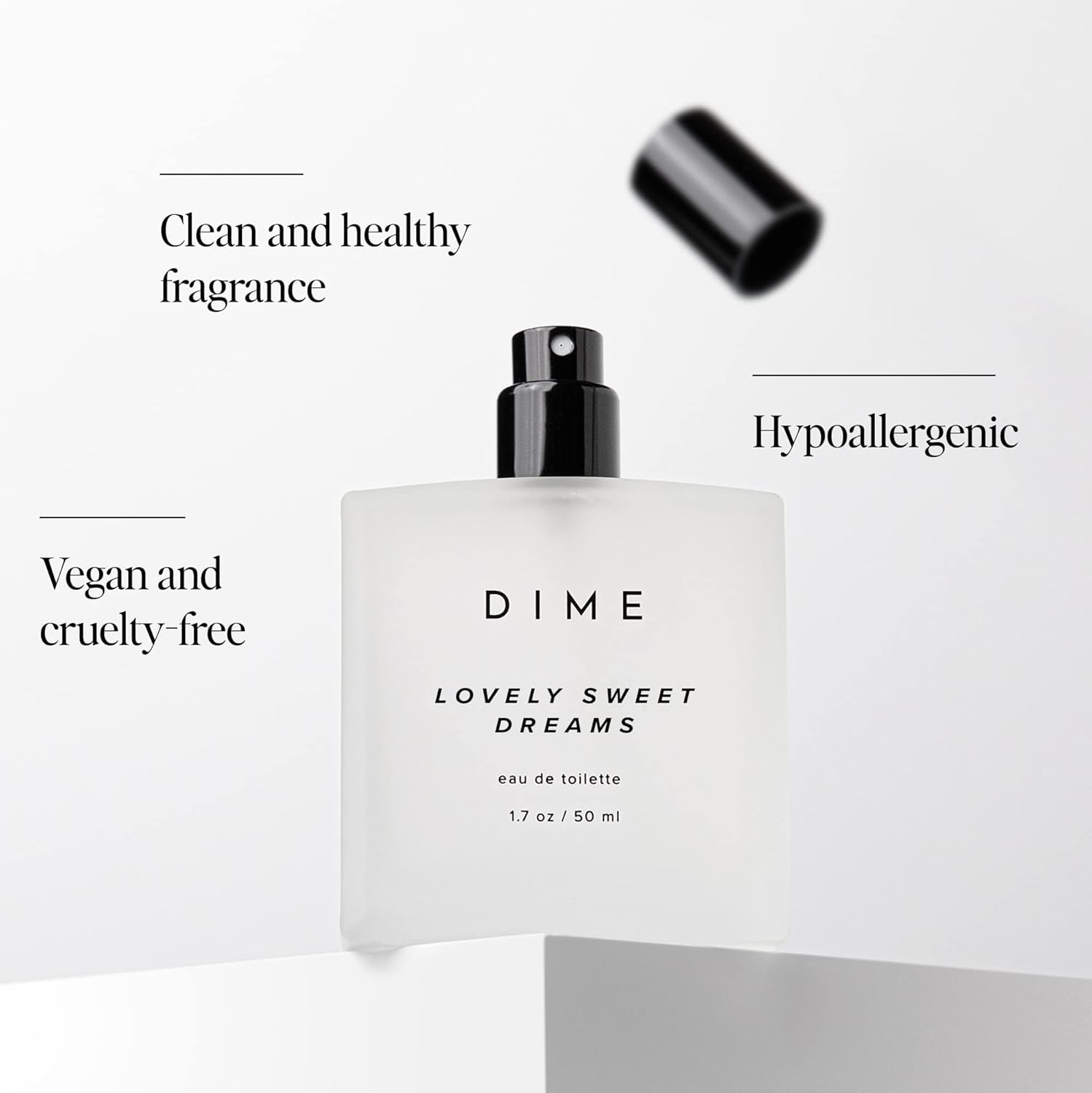 DIME Lovely Sweet Dreams base notes image shows creamy vanilla and musk for lasting warmth