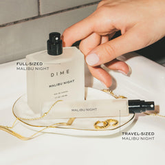 DIME Malibu Night rose-jasmine close-up emphasizes playful floral heart.