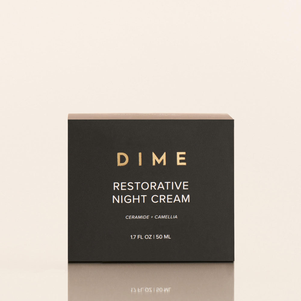 DIME Beauty brand pump label displaying sustainable packaging