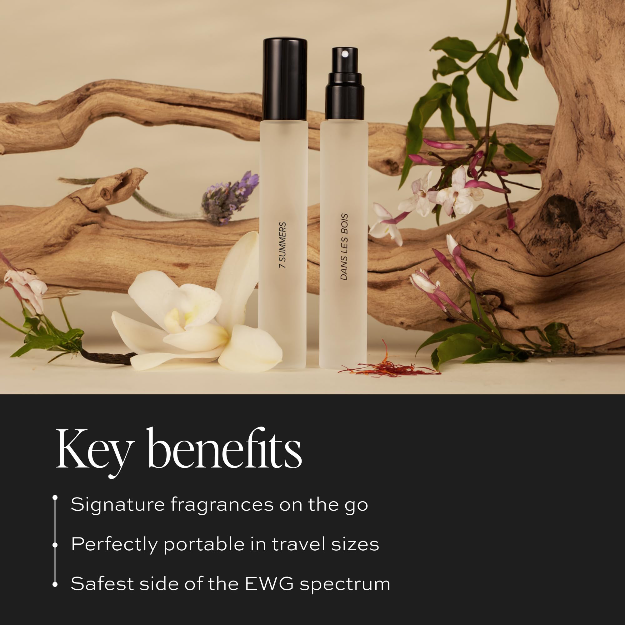 DIME Beauty Signature Duo Dans Les Bois bottle pour with woody floral notes for evenings.