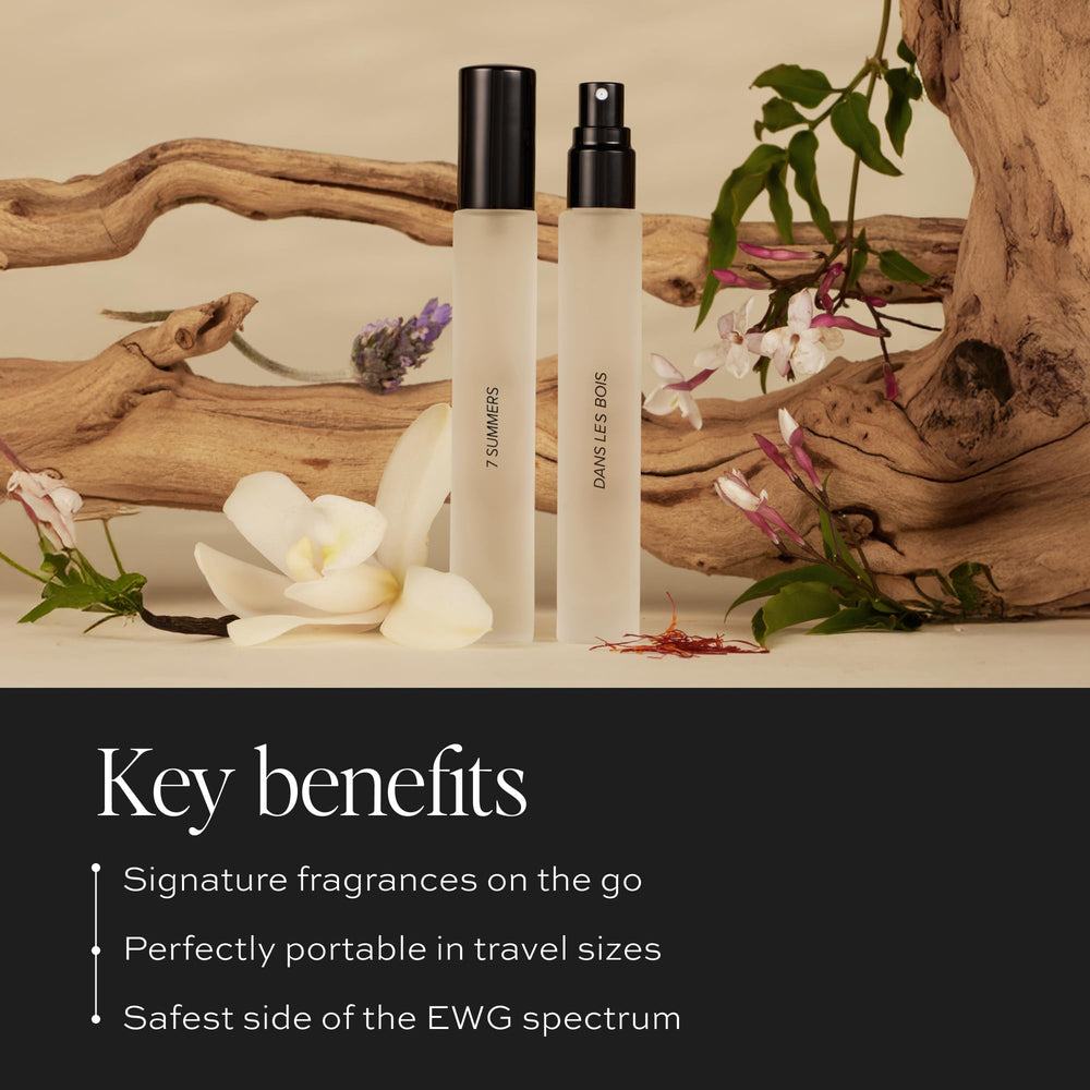 DIME Beauty Signature Duo Dans Les Bois bottle pour with woody floral notes for evenings.