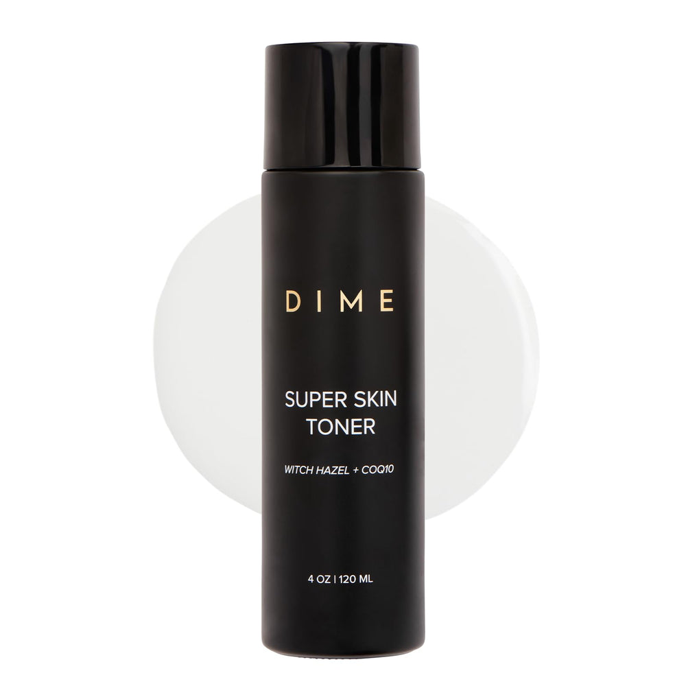 DIME Beauty Super Skin Toner bottle shows alcohol-free hydration benefiting pores
