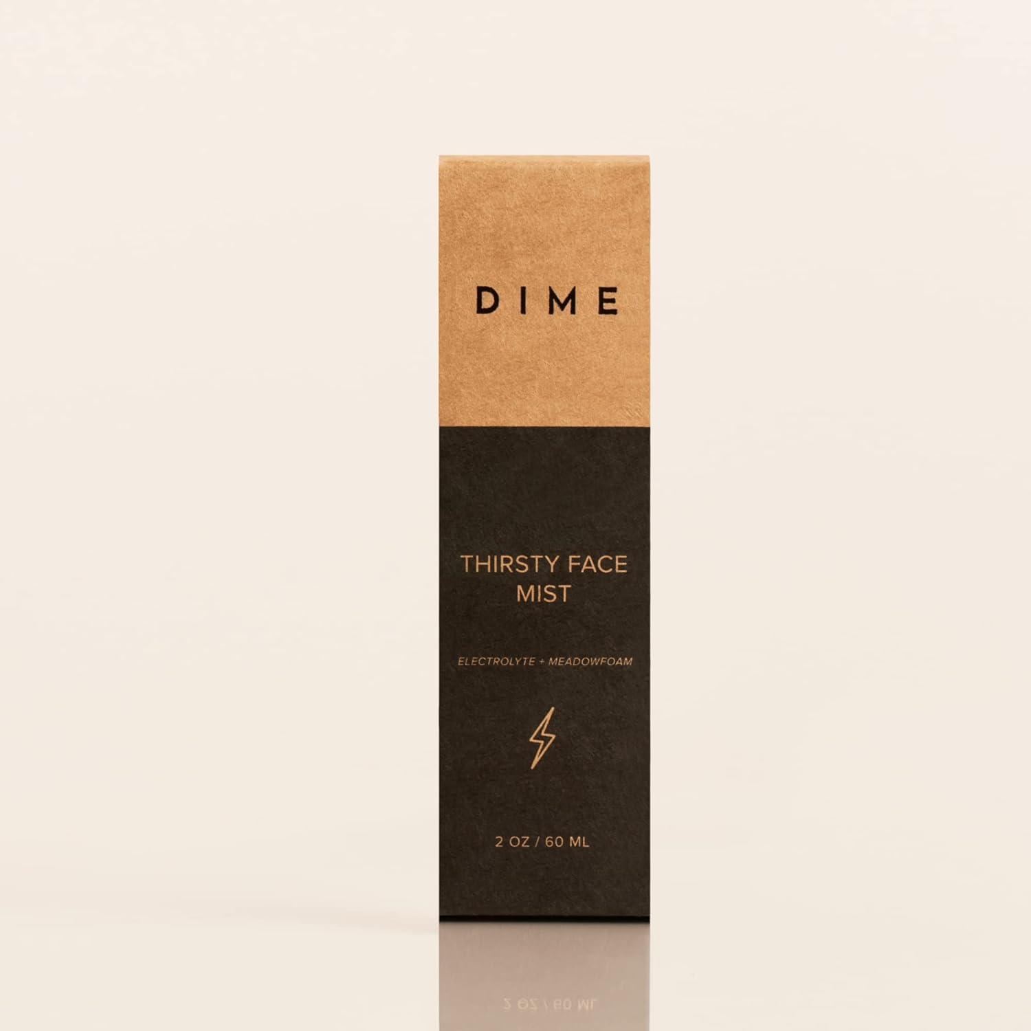 DIME Beauty Thirsty Face Mist packaging eco-friendly lifestyle shot communicates sustainable care.