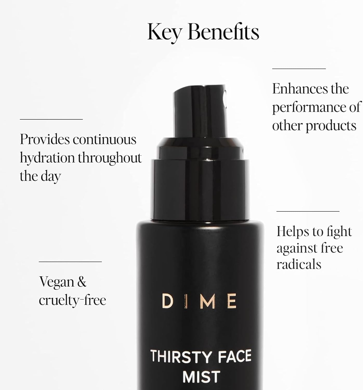 DIME Beauty Thirsty Face Mist sea-buckthorn-oil drop highlights antioxidant-rich hydration.