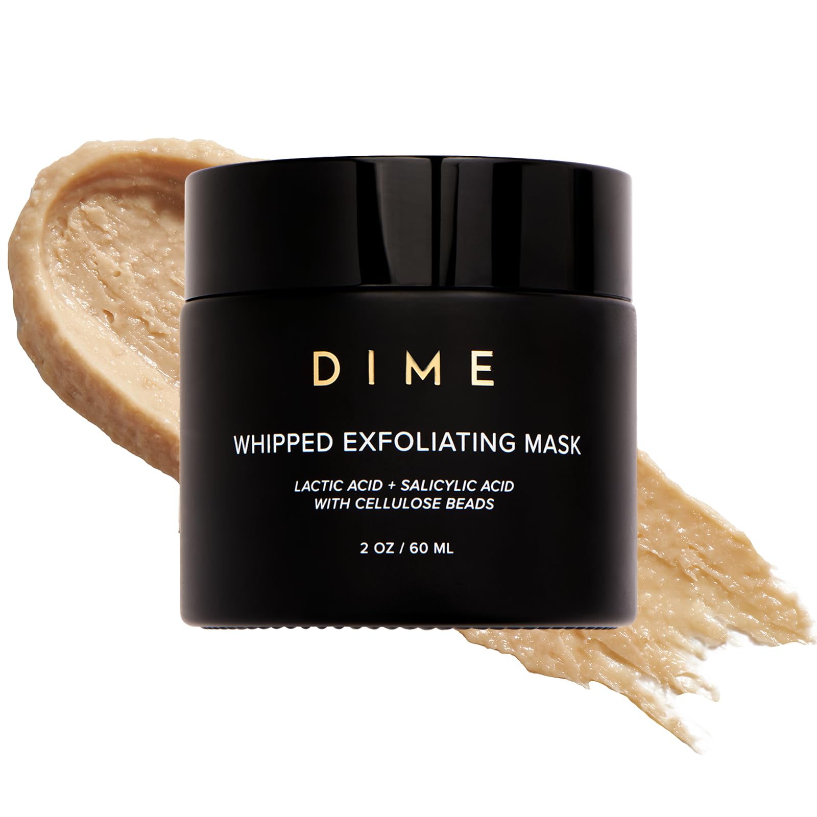DIME Beauty Whipped Exfoliating Mask bottle showing creamy texture for gentle exfoliation