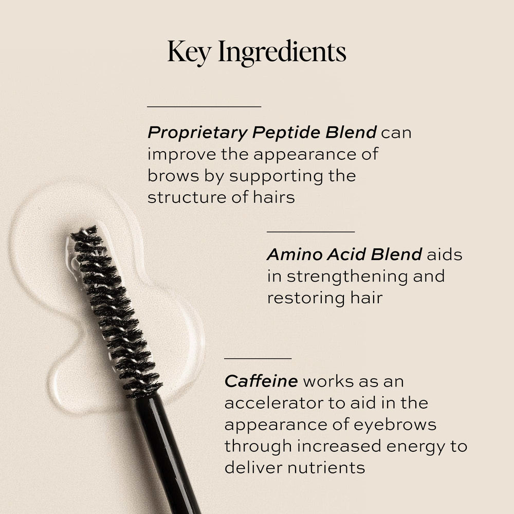 DIME Eyebrow Gel ingredients highlight peptide blend and amino acids for brow nourishment.