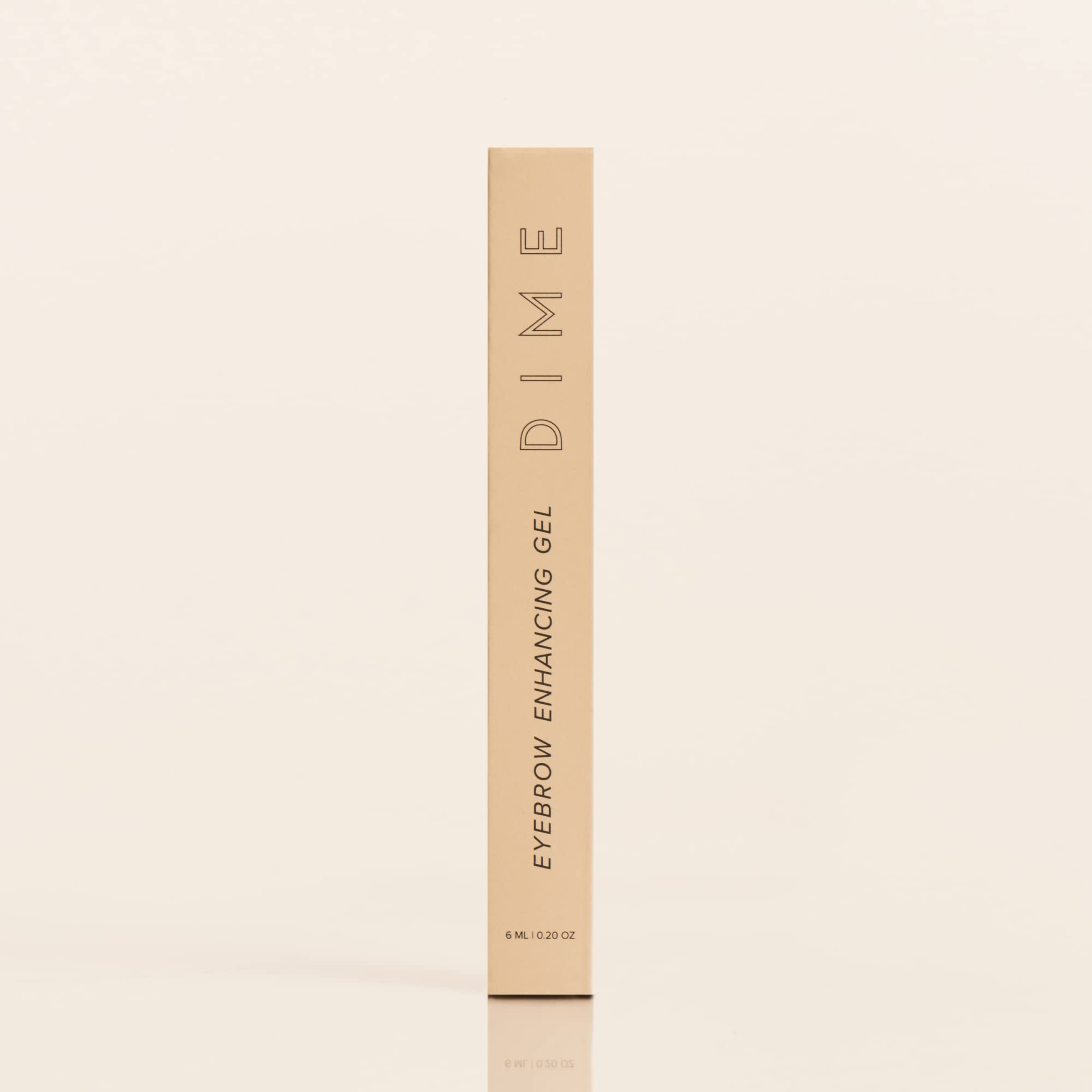 DIME Eyebrow Gel packaging close up emphasizing recyclable materials.