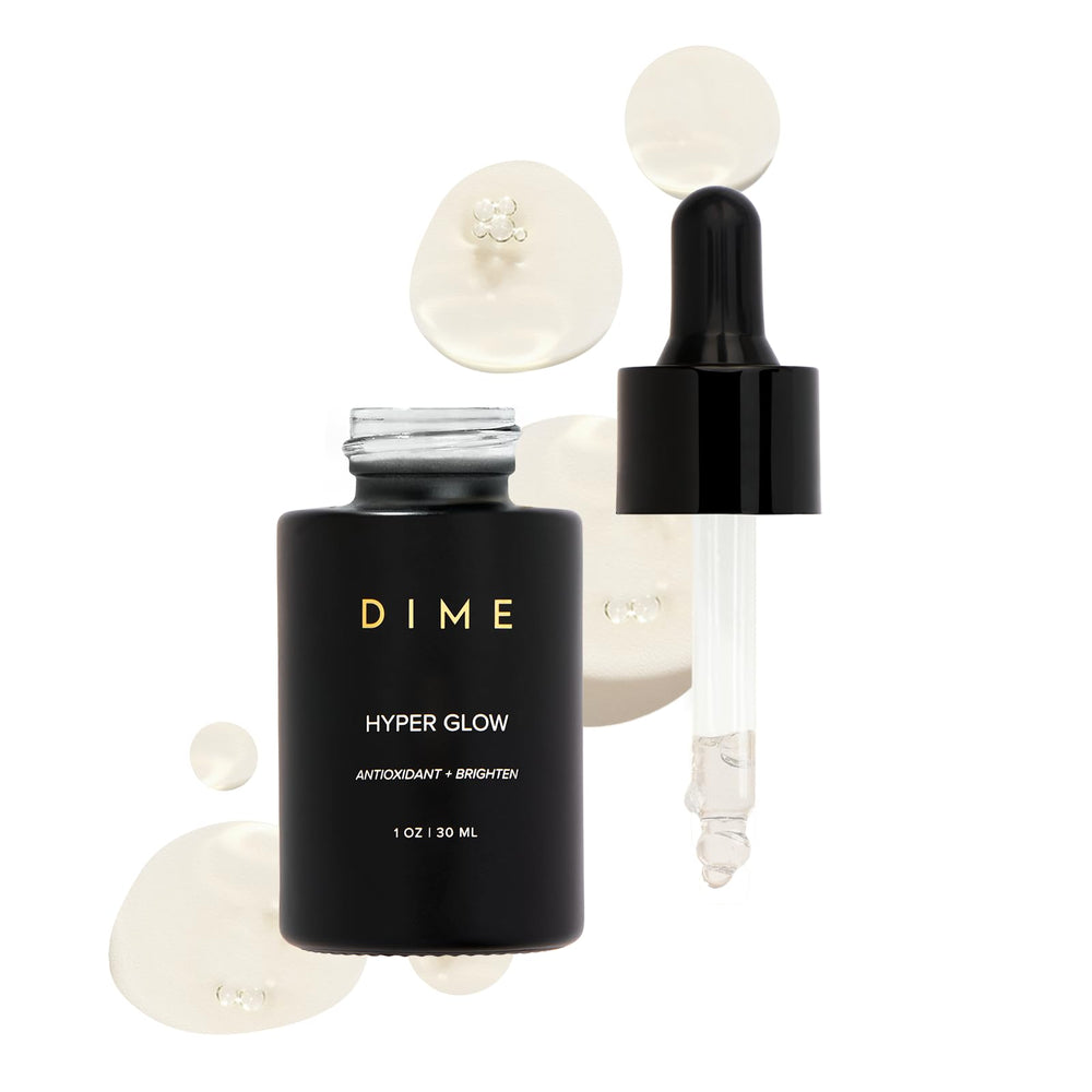 DIME Hyper Glow Serum bottle front showing luminous brightness