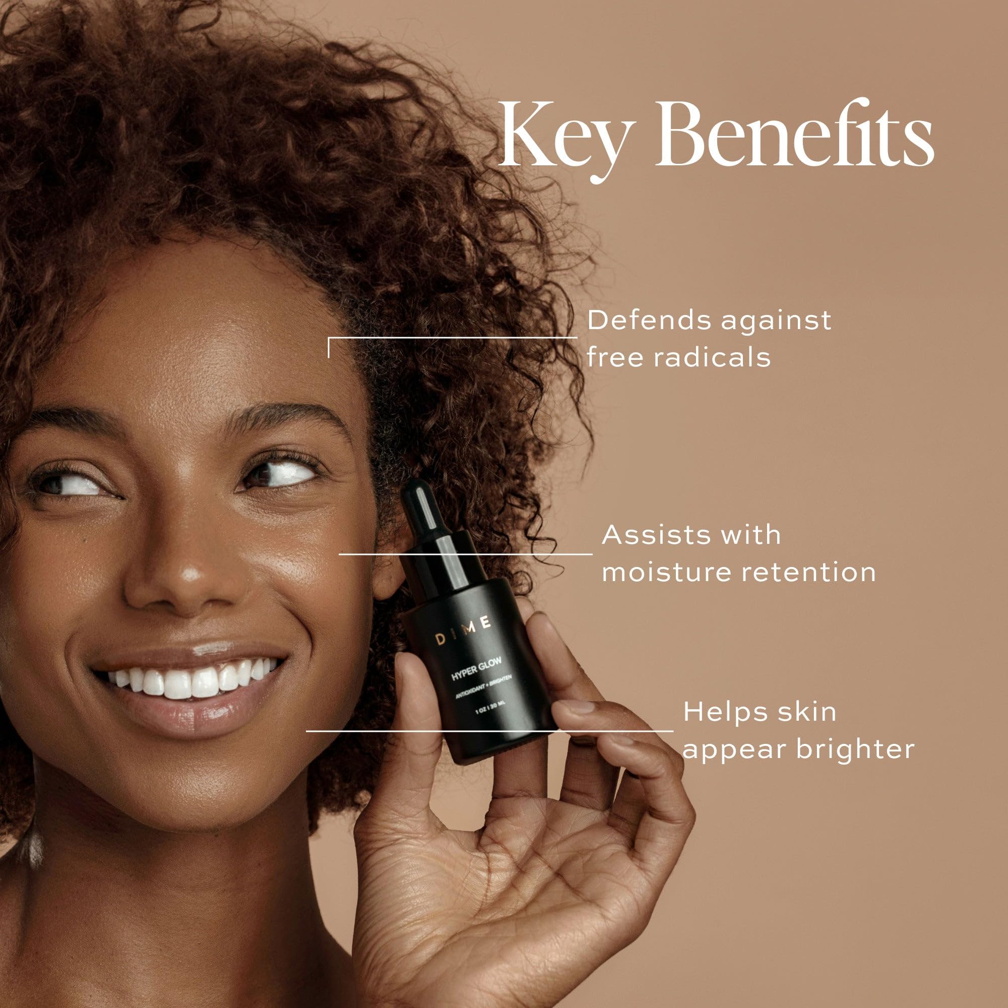 DIME Hyper Glow Serum dropper releasing formula for precise application