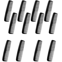 DIMROM 12pcs wallet-style combs in black plastic for portable grooming.