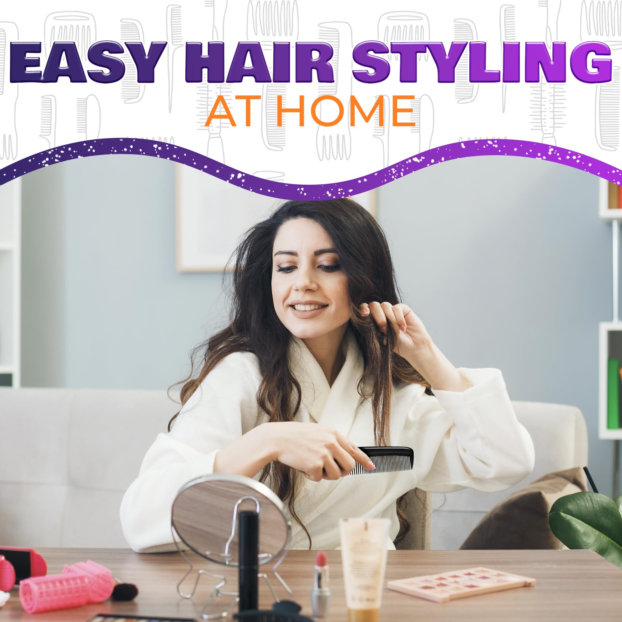 DIMROM compact hair combs pack for daily styling at home or office.