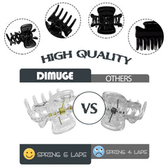 DIMUGE clear claw clip with spring mechanism demonstrating secure hold.