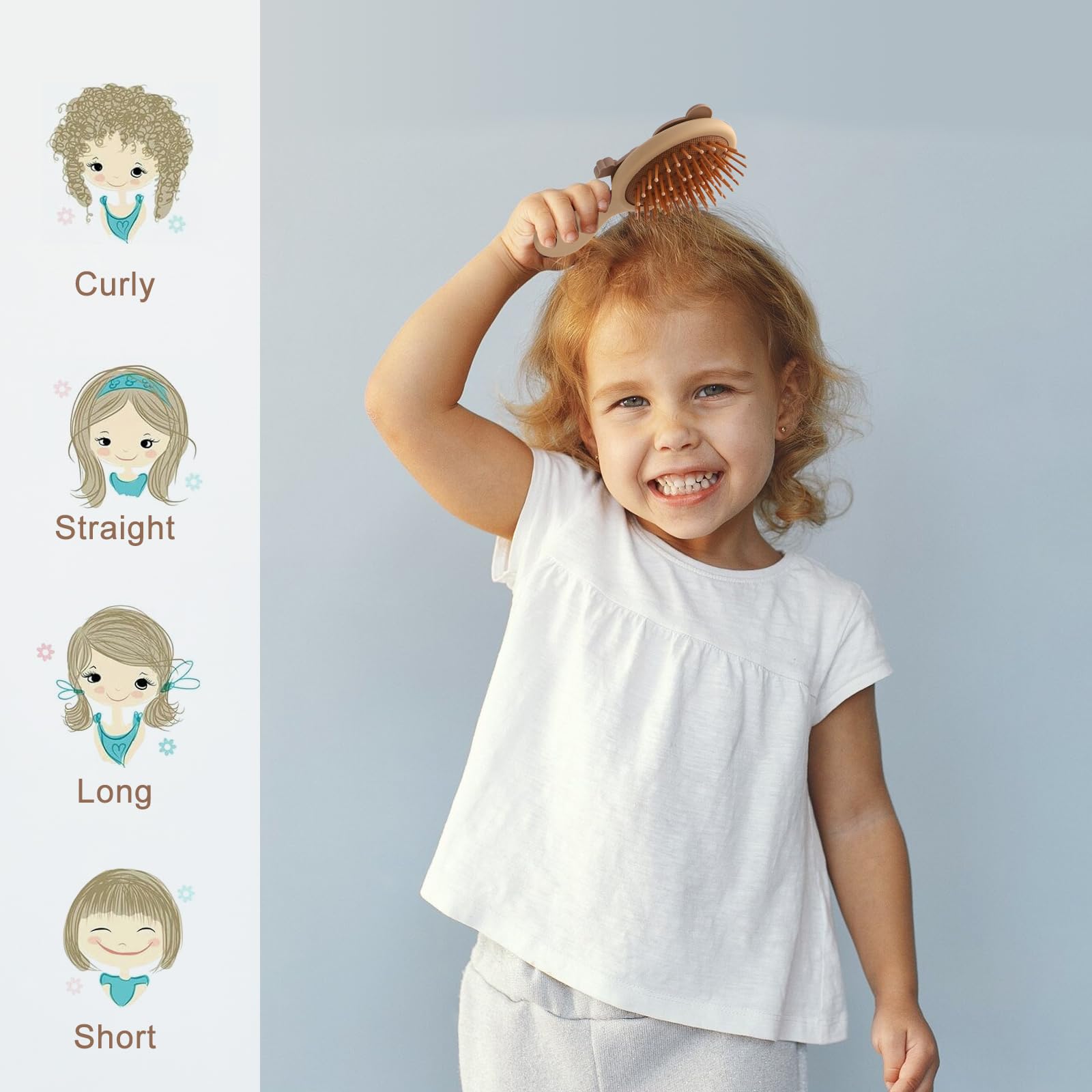 DINATIS compact toddler brush fits handbags for easy on the go grooming