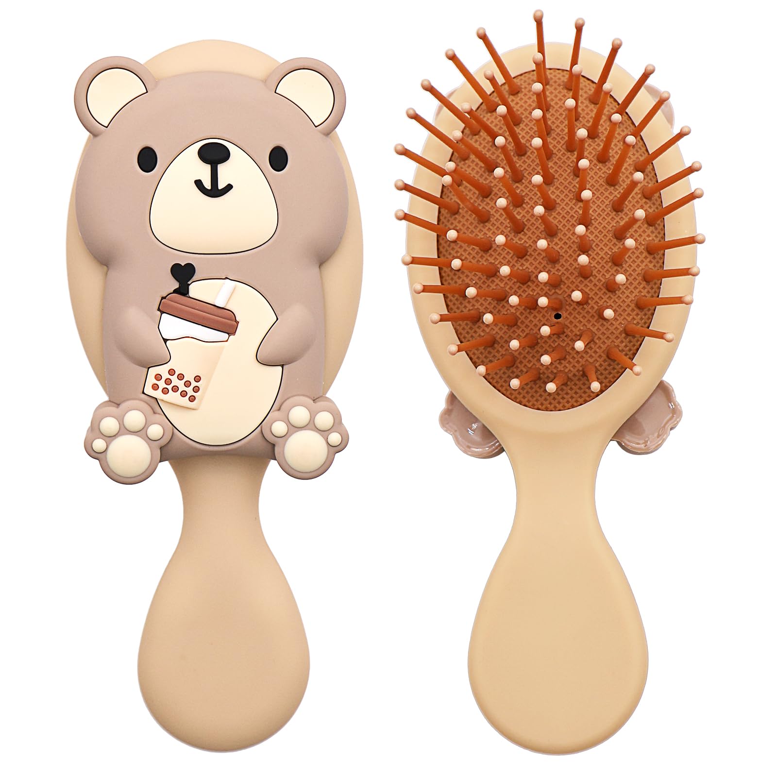 DINATIS toddler massage comb with 3D bear back for gentle detangling on the go
