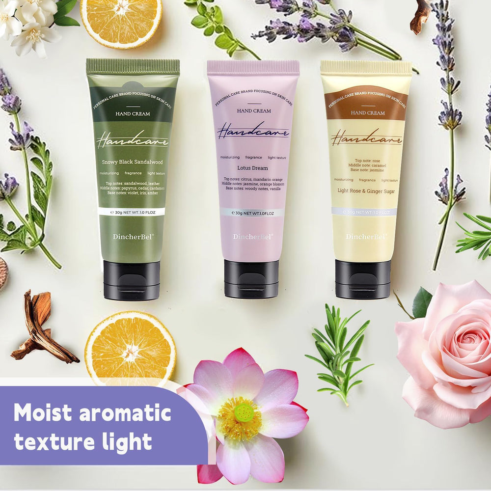 DincherBel Light Rose & Ginger Sugar cream texture on skin offers non-greasy moisture.