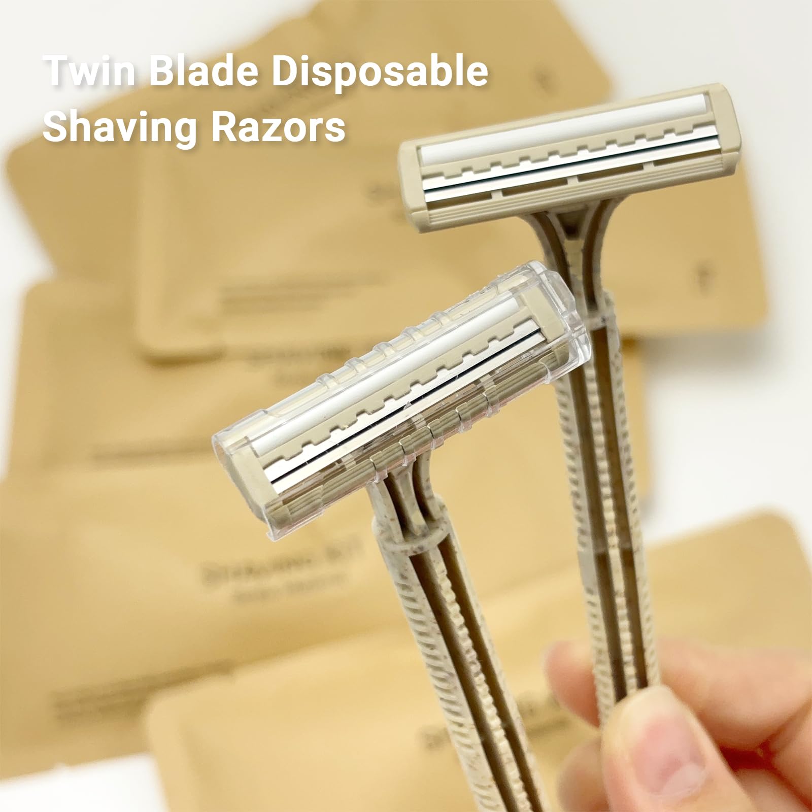 DincherBel wheat straw handle razor close-up showing lightweight grip