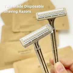 DincherBel wheat straw handle razor close-up showing lightweight grip