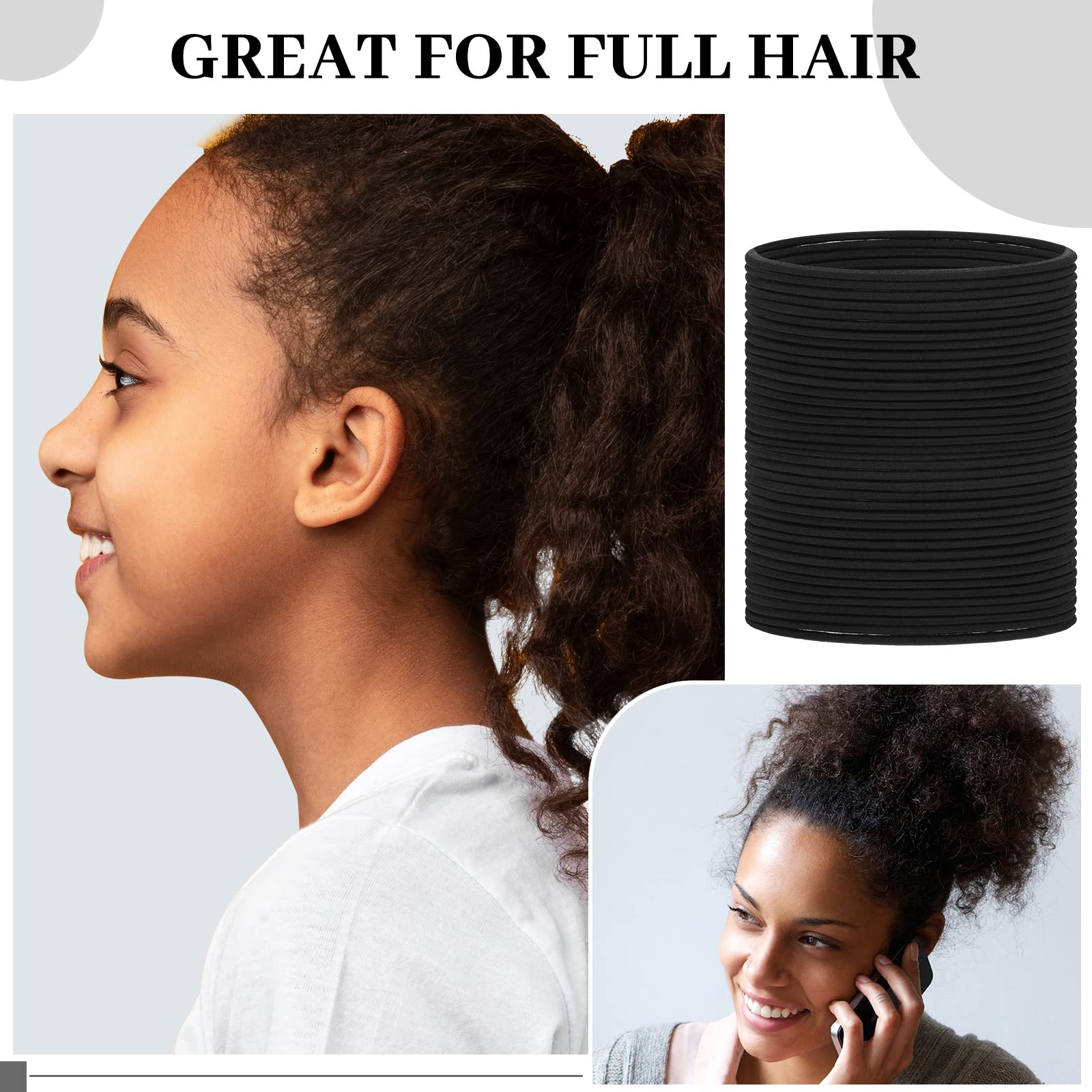 Dingion no-metal bands close-up in black highlights snag-free hair care