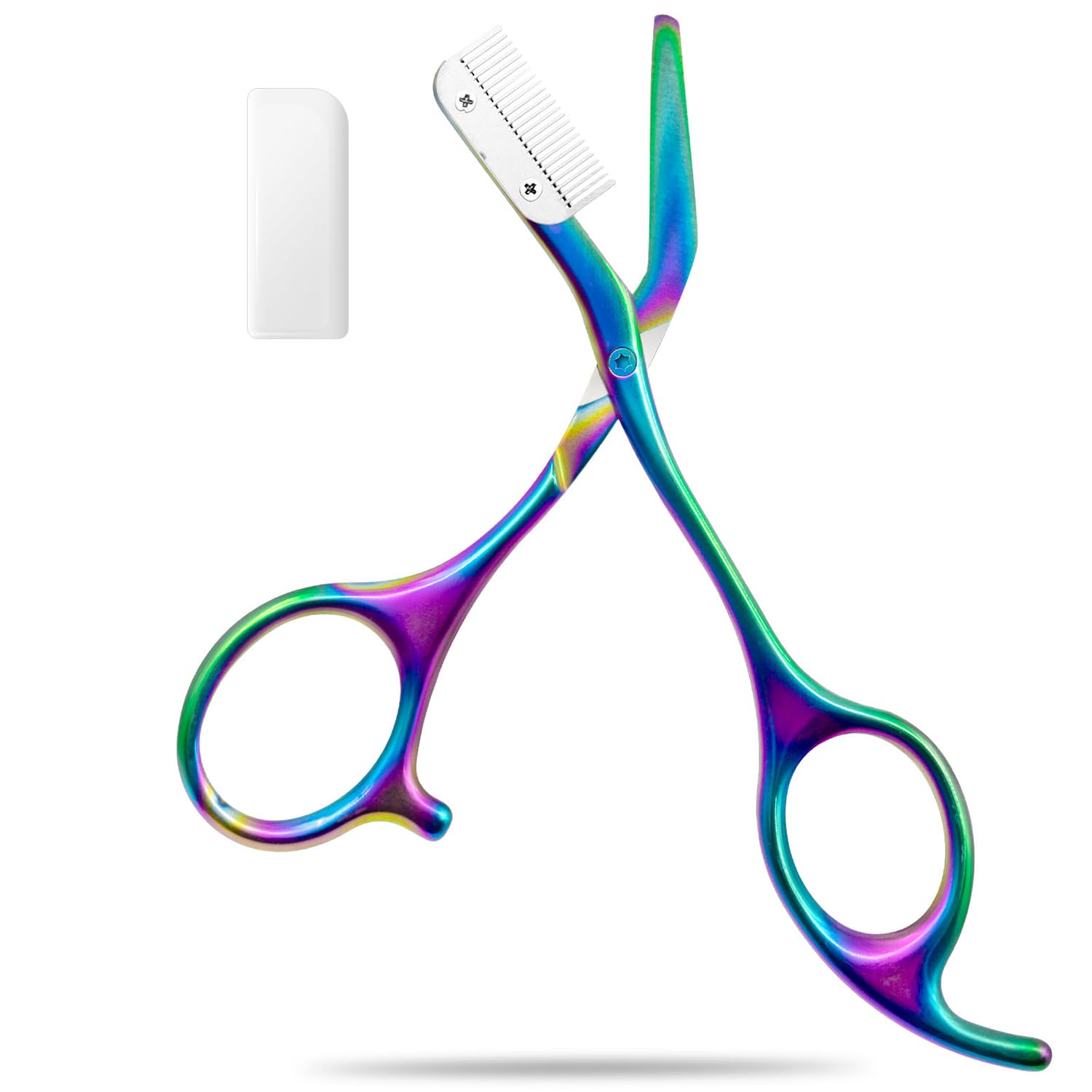 DINNAT Eyebrow Scissors rainbow front-angle view highlights stylish design and ease of use