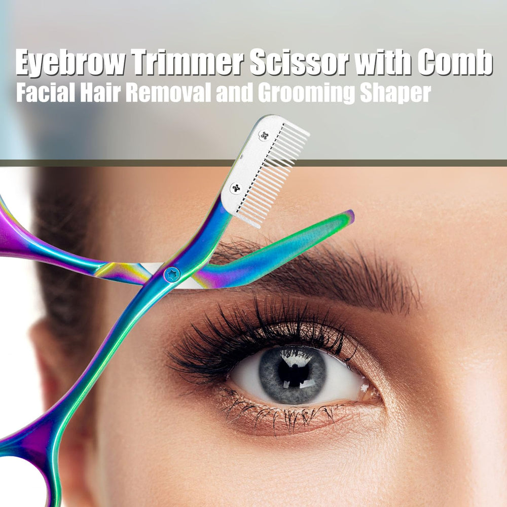 DINNAT Eyebrow Scissors rainbow travel-friendly case enables on-the-go grooming
