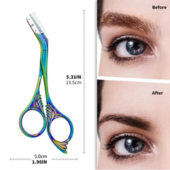 DINNAT Eyebrow Trimmer Scissor with Comb titanium ergonomic handle for easy, controlled grooming.