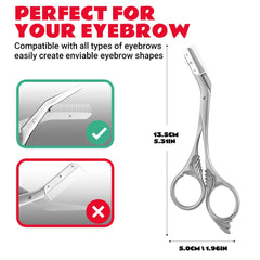 DINNAT Eyebrow Trimmer Scissor with Comb blade detail reveals curved design for natural shaping