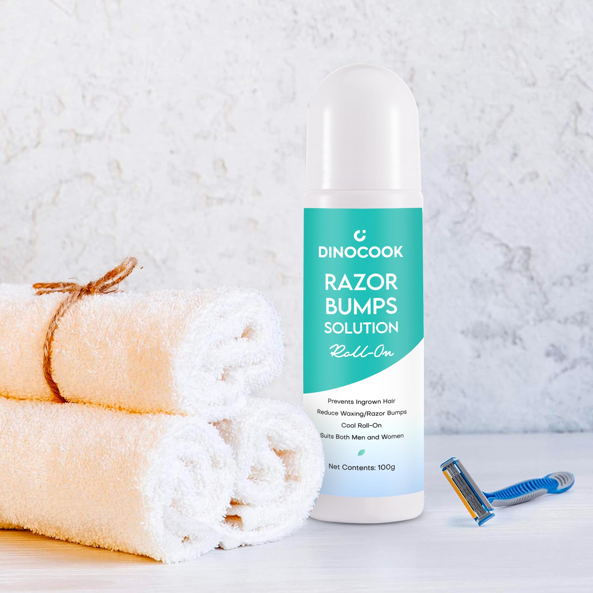Dinocook Razor Bumps Treatment applied on underarm, supporting calm, comfortable skin
