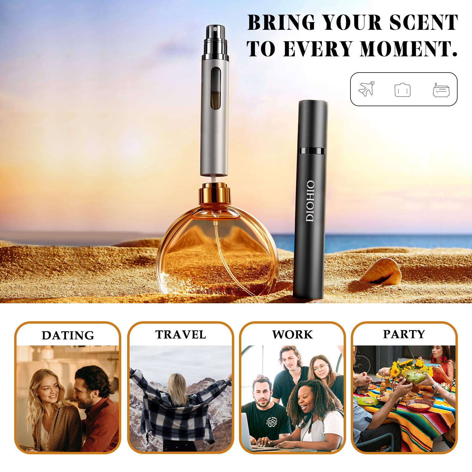 DIOHIO three-bottle travel set organized for scent options