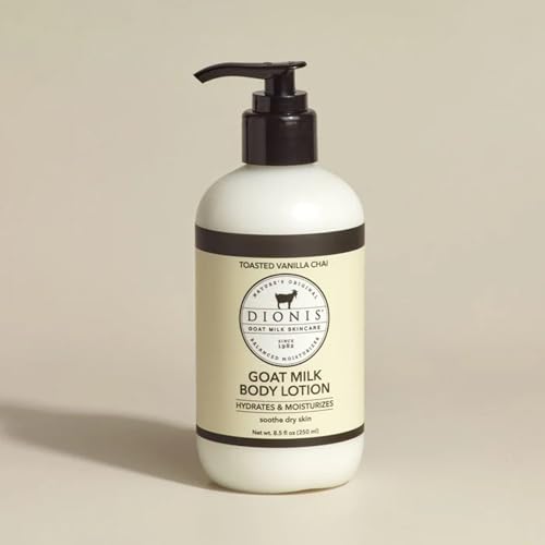 Dionis Goat Milk Body Lotion in-use application on arm illustrates quick, non-greasy hydration